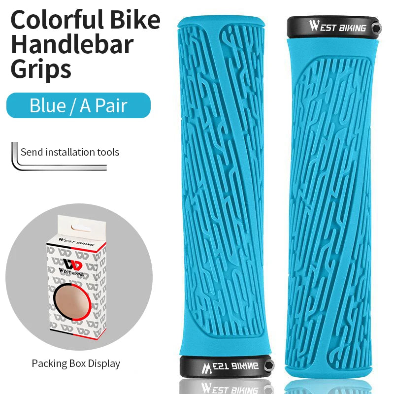 WEST BIKING Bicycle Bar Grips Outdoor Mountain Cycling Bike Bicycle Silicone Anti-slip Handle Grip Mountain Bike Cycle Handlebar