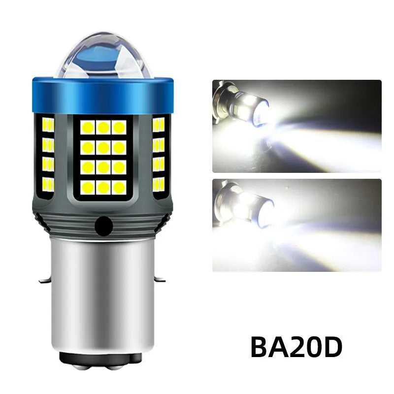 H4 H6 BA20D LED Motorcycle Light Bulb LED Fisheye Lens Dual Color White Yellow CSP Chip Motorbike Headlight Scooter Fog Lamp