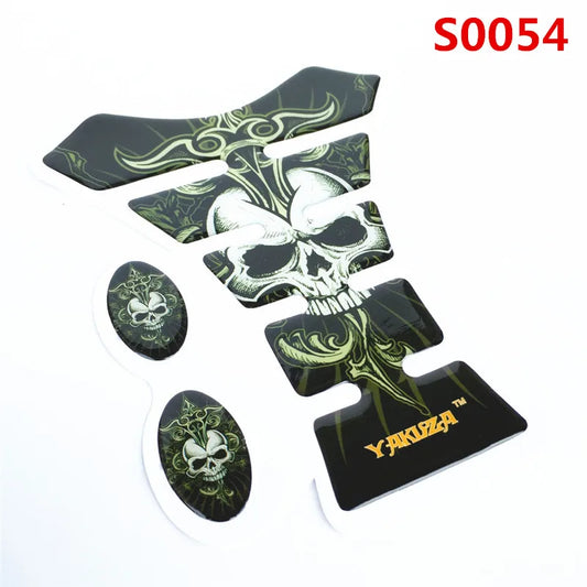 3D Car Motorcycle Gas Fuel Tank Pad Sticker Decals Motorbike Devil Skull Logo Protector Fuel Racing Accessories Universal Fit