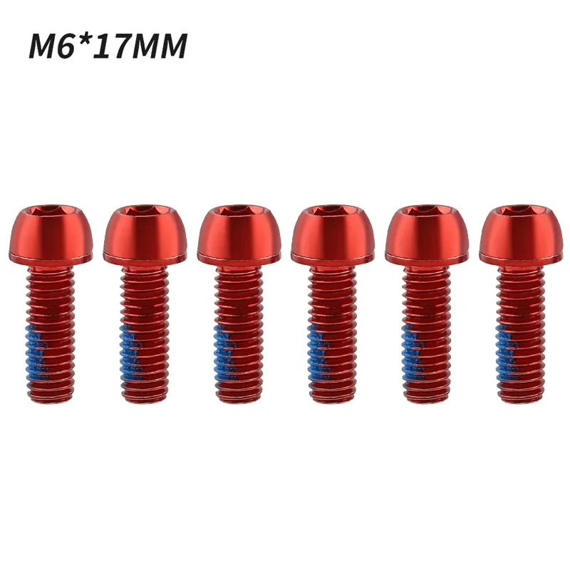 MUQZI 6pcs Bike M6x17mm Crank Arm Fixing Bolts Bicycle Disc Brake Caliper Bolts MTB Stem Screws