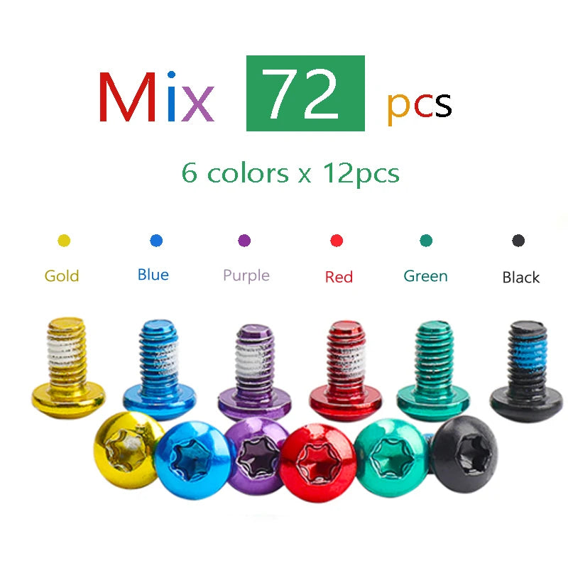 6~72pcs Bike Disc Brake Rotor Blots Bicycle T25 M5x9 Steel Colorful Fixing Screws for Road MTB Bike Disk Fastening Parts