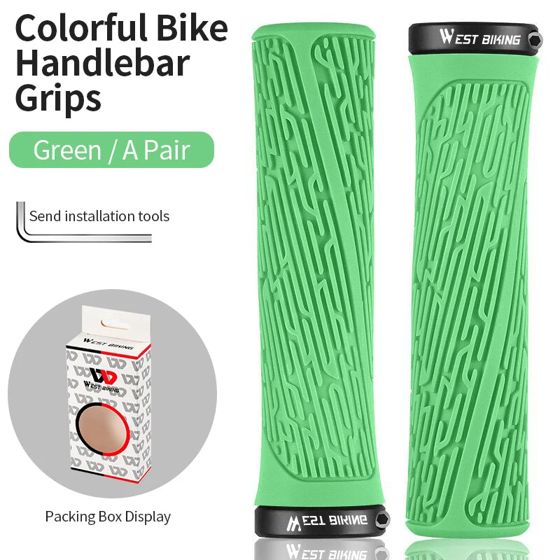 WEST BIKING Bicycle Bar Grips Outdoor Mountain Cycling Bike Bicycle Silicone Anti-slip Handle Grip Mountain Bike Cycle Handlebar